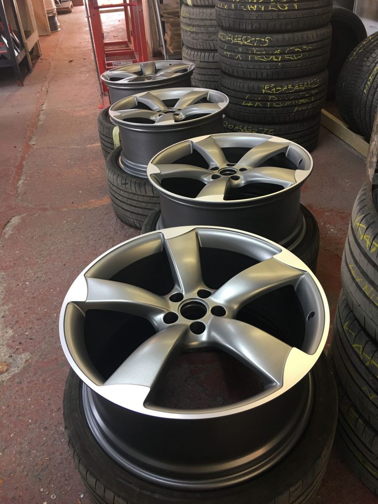 Alloy wheels waiting to be collected
