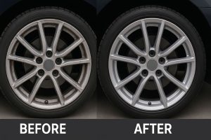 Before and after alloy wheel repair